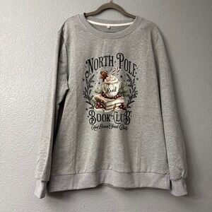 Women's Grey Graphic Crewneck North Pole Book Club Sweatshirt